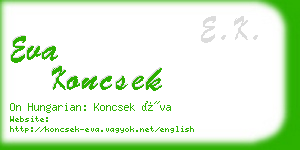 eva koncsek business card